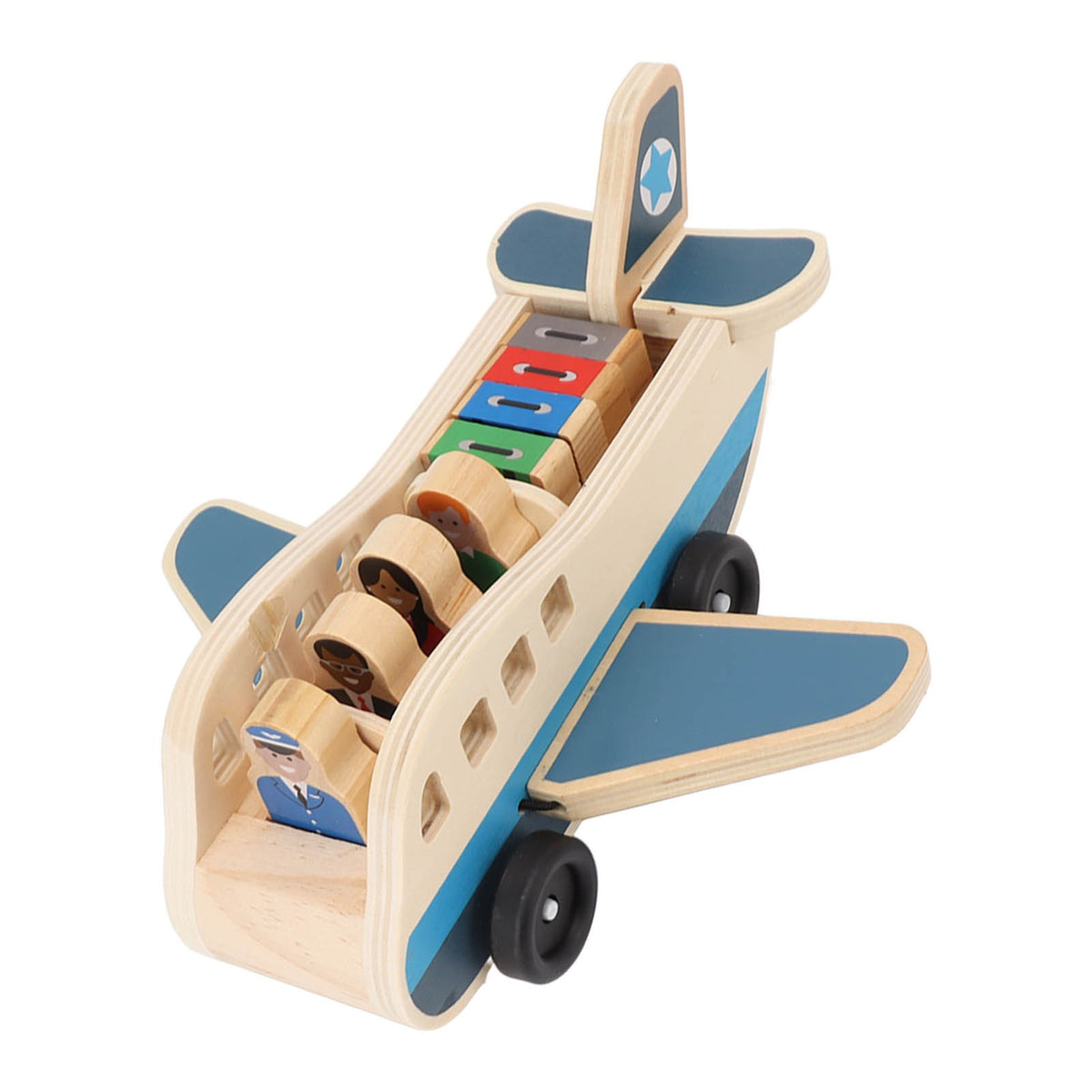 Wooden Toy Plane with Person & Suitcase Blocks Corrosion Resistant Building Set