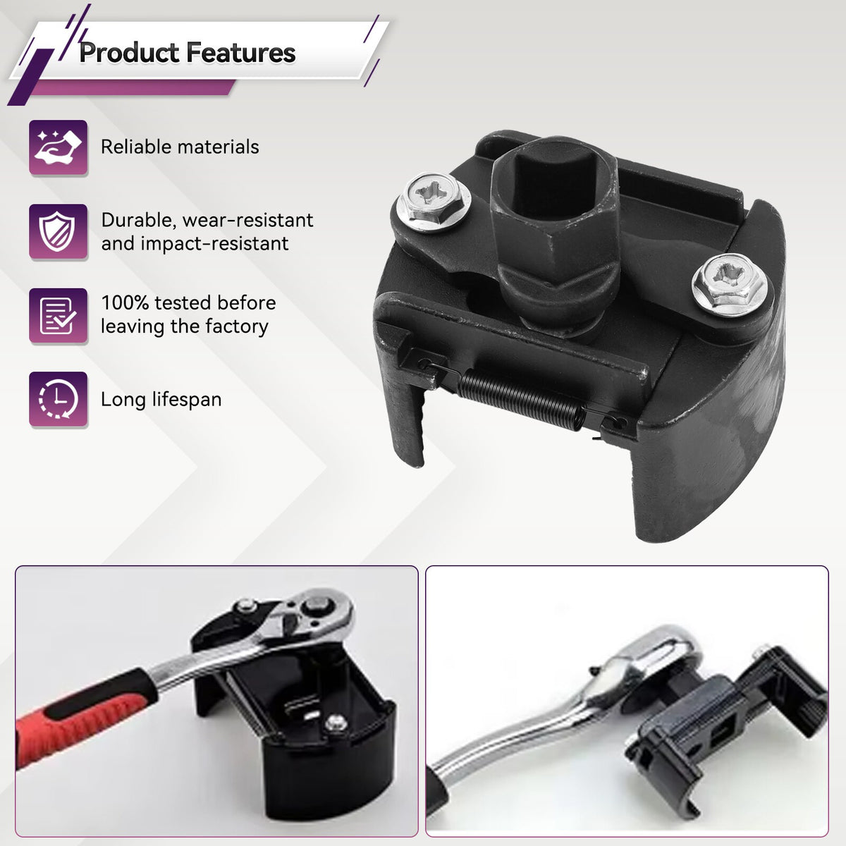 Adjustable Universal 1/2" Oil Filter Wrench Set for 60mm-80mm Removal Tool Cap