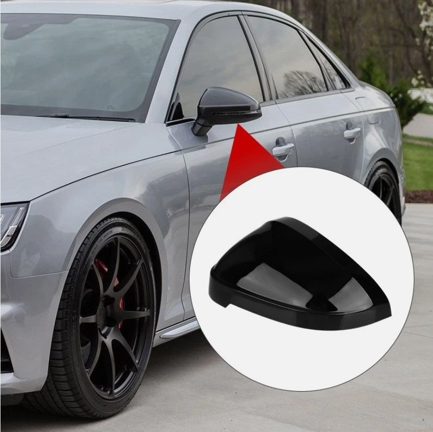 2x Gloss Black Wing Mirror Cover Caps For 2016-2023 Audi A4 S4 A5 S5 RS5 RS4 B9