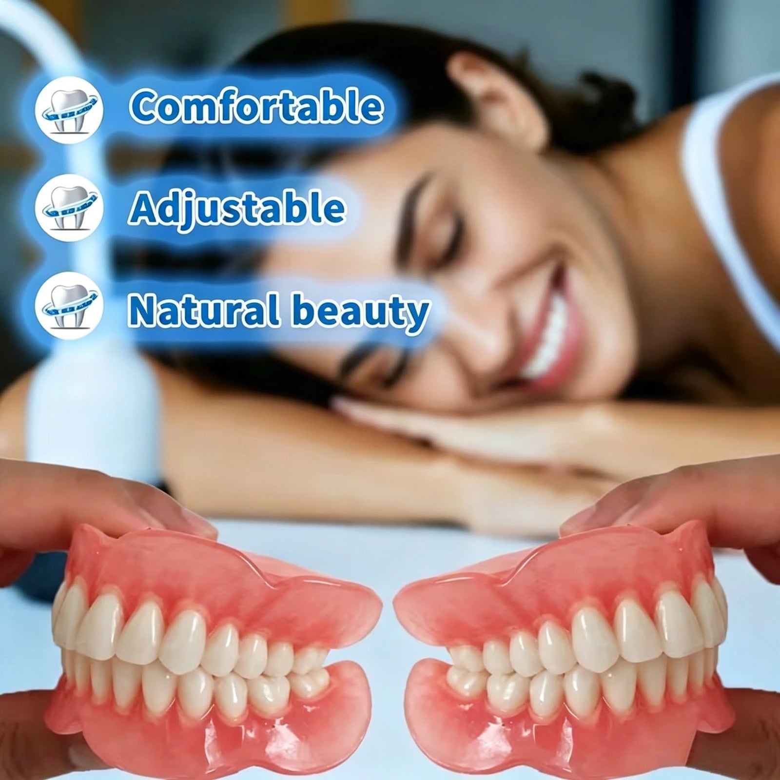 2026 Adjustible Silicone Dentures Comfort Fake Teeth Natural Smile Men Women New