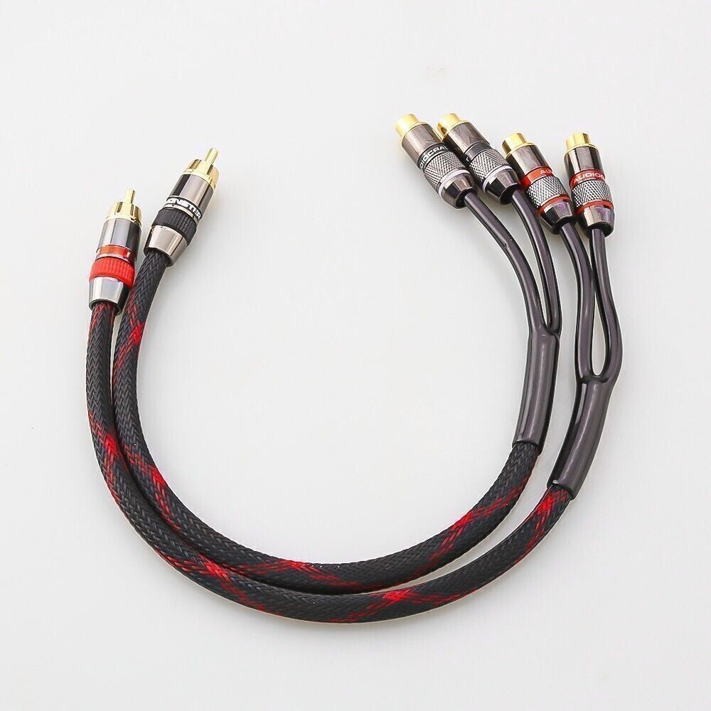 1 Male to 2 x Female PRO 20cm RCA PHONO Y SPLITTER CABLE *2