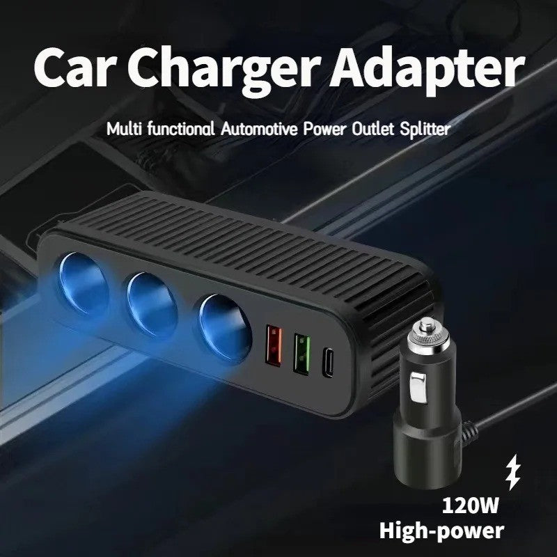 4 Way 12V 24V Multi Socket Car Cigarette Lighter Splitter USB Charger Adapter UK