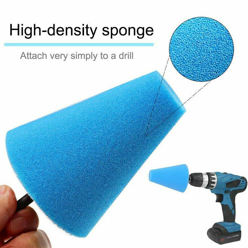 5X 4" Foam Drill Polishing Cone Ball Pads Kit Hub Waxing Buffing Wheel Polisher