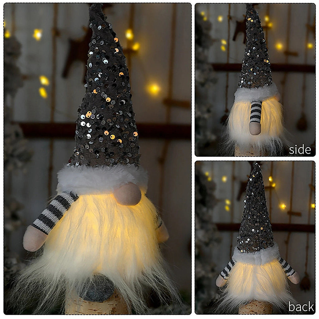 3x LED Christmas Gnomes Plush Gonk Santa Doll Dwarf Elf Xmas Ornament Decor Gift