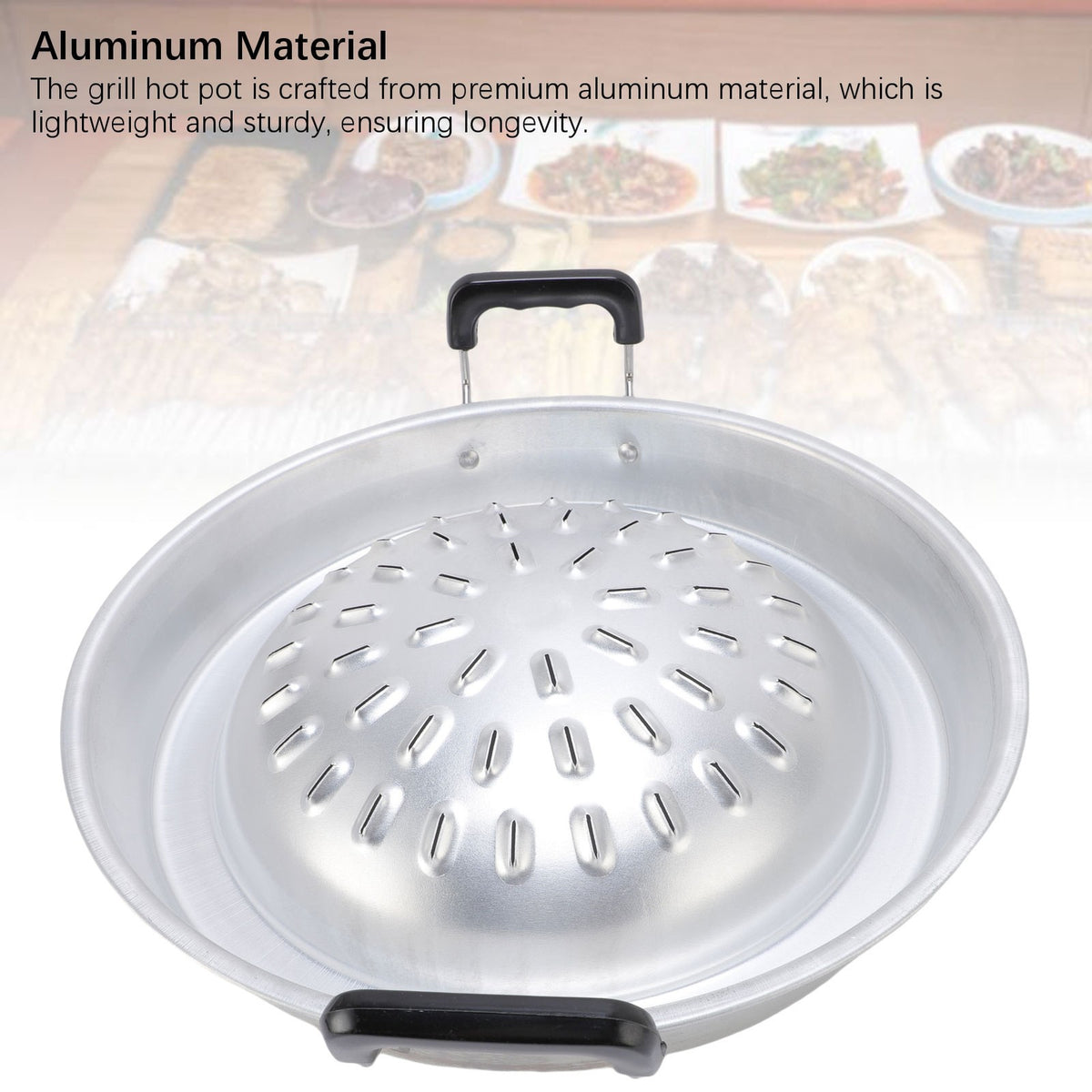 *35cm/13.78in* Original Color Thai BBQ Grill Pan 2 In 1 Non Stick Even Heating