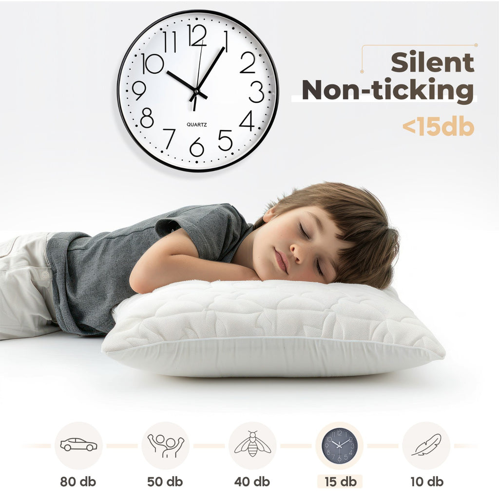 Wall Clock Silent Non Ticking Clock for Living Room Bedroom Kitchen Office UK
