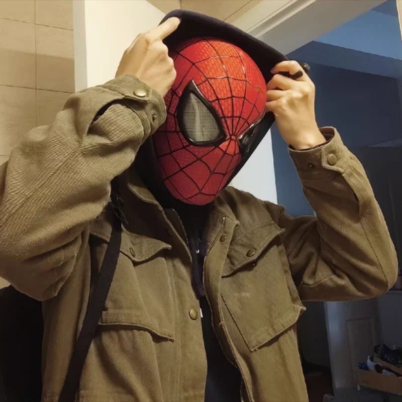 Spiderman Mask with Ring Remote Control Eye Closing Blinking Eyes Helmet Cosplay