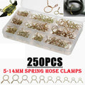 250Pcs Motorcycle Double Wire Spring Clamp Fuel Line Hose Tube Clips Assortment