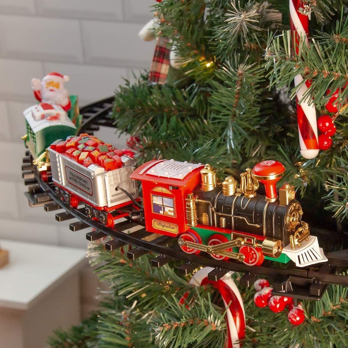 Christmas Tree Train Set Around Tree Lights Musical Battery Operated XMAS Decor