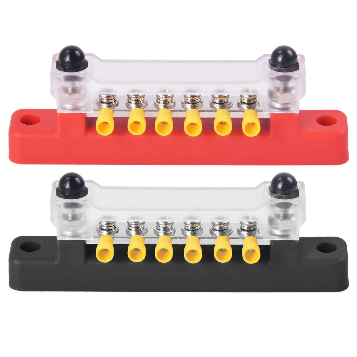 2Pcs 12V 150A Busbar 6 Way Red+Black Bus Bar Power Distribution Terminal Block