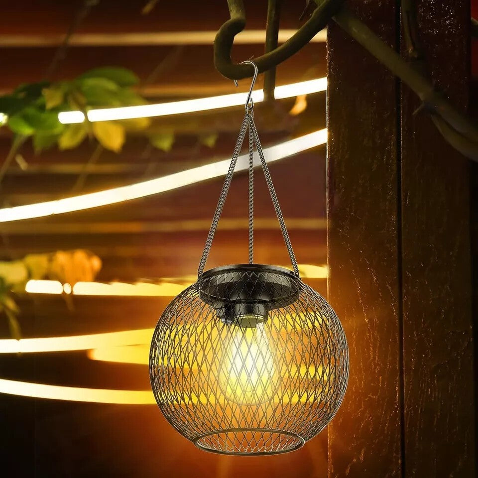 2x Solar Powered LED Hanging Lantern Lights Waterproof Outdoor Garden Lawn Lamp