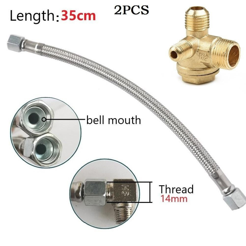 Complete Air Compressor Pipe and Check Valve Kit Stainless Steel 350mm Length