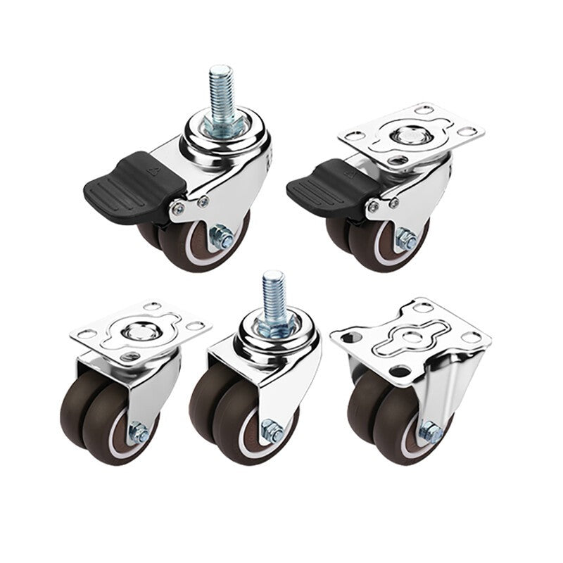 50mm 2" Heavy Duty Swivel Castor Twin Wheel Rubber Furniture Stem Caster M10/12