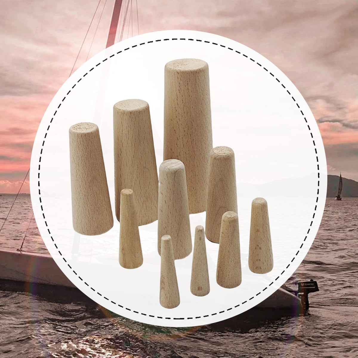 10 Pieces Boat Emergency Soft Wood Plugs Kit Wooden Conical Bungs Plugs Leaks