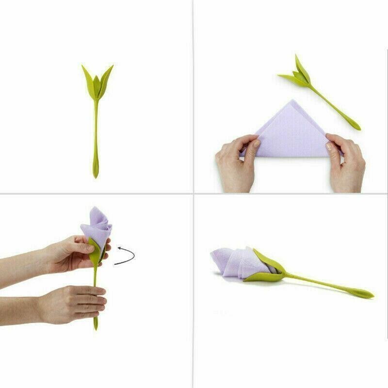 8/12/20Pcs Bloom Napkin Holders For Table Plastic Twist Flower Serviette Decor