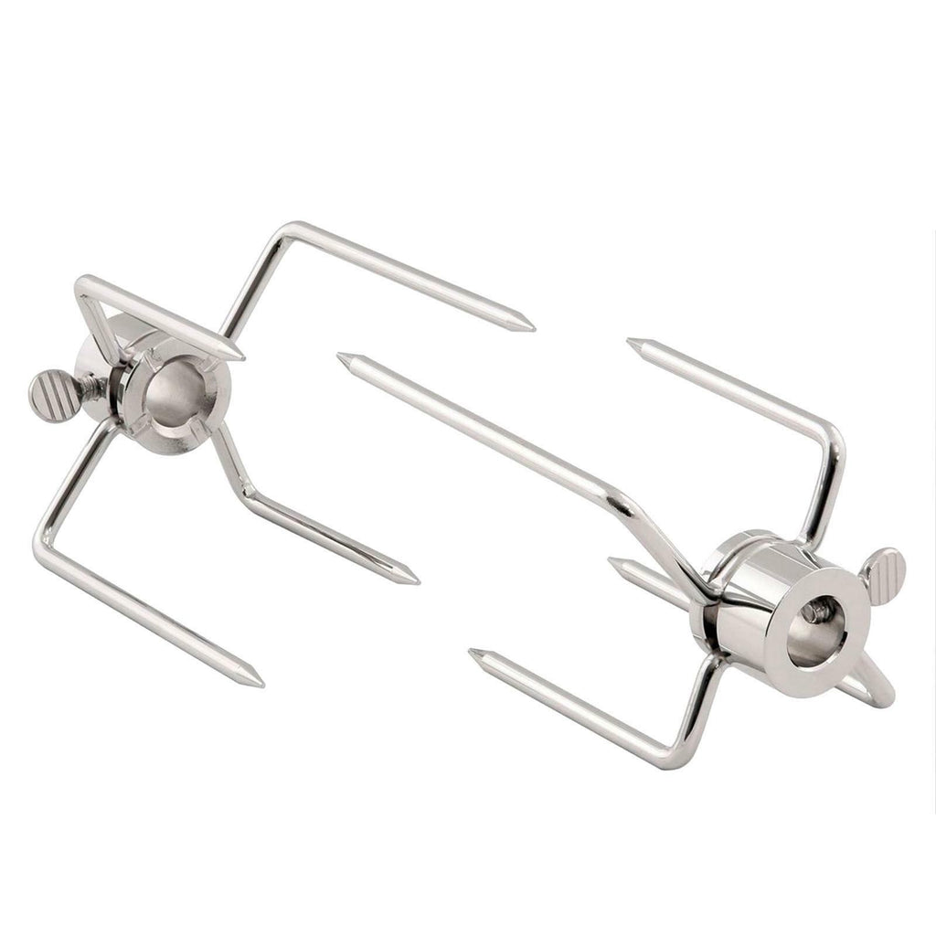 2x Rotisserie BBQ Spit Fork Chicken Charcoal Grill Barbecue Accessories