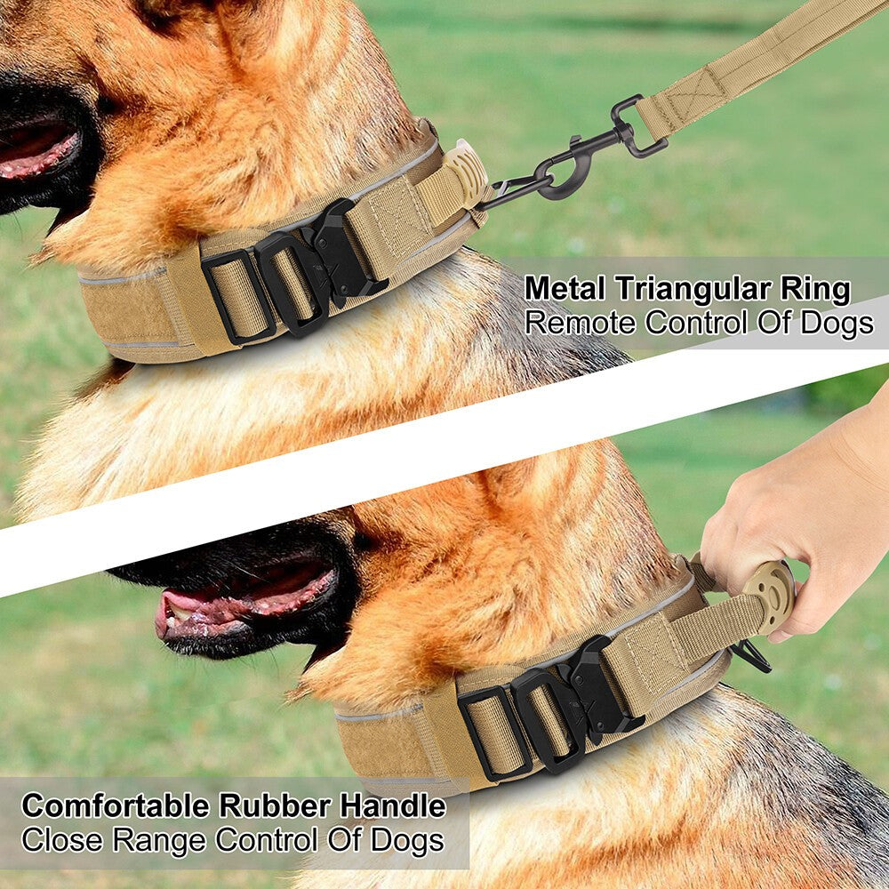 Durable Dog Collar with Handle Mesh Padded 6.5cm Wide Reflective
