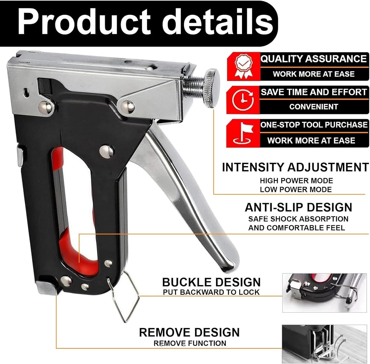 Staple Gun Heavy Duty Tacker Upholstery Woodworking + 1000 Staples Craft Tool