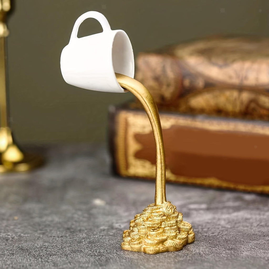 Floating Coffee Cup Resin Sculpture, Bedroom Statue, Kitchen Feng Shui Ornament
