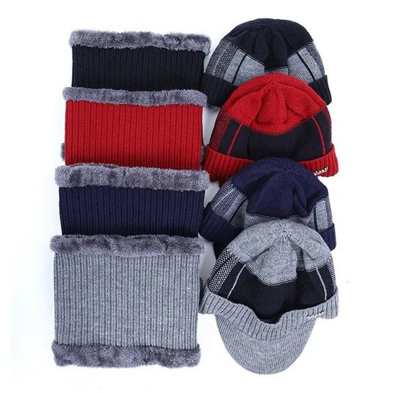 Men's Women's Winter Beanie Hat and Scarf Set Warm Fleece Knitted Cap Unisex UK