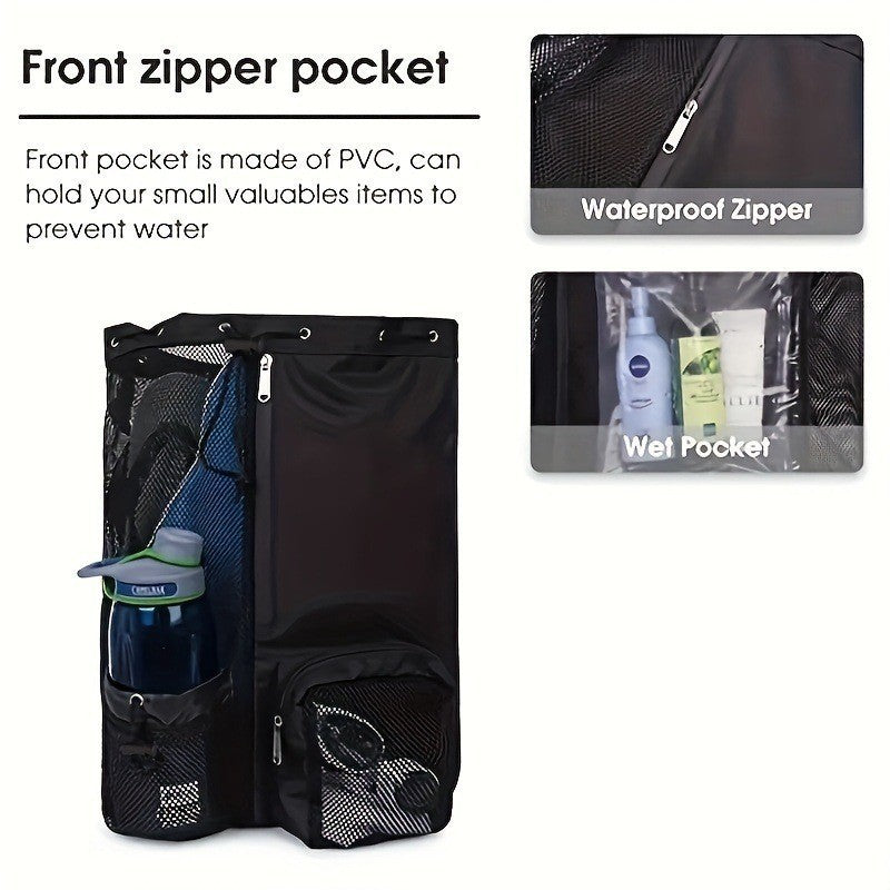 Swimming Bag Ventilated Mesh Backpack Tote w/Wet Dry Pockets Pool Gym Sports UK