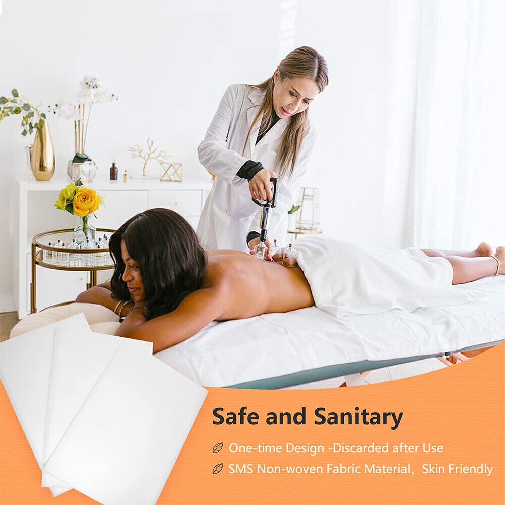 White Non-woven Disposable Sheets 100Pcs, Beauty Salon Massage Table Covers