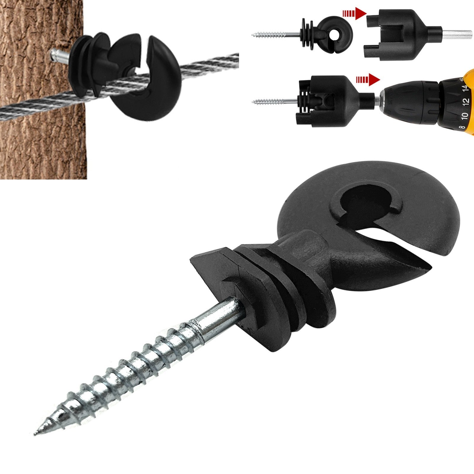 Electric Fence Screw In Ring Insulators For Wooden Post Fencing Wire Tape Rope