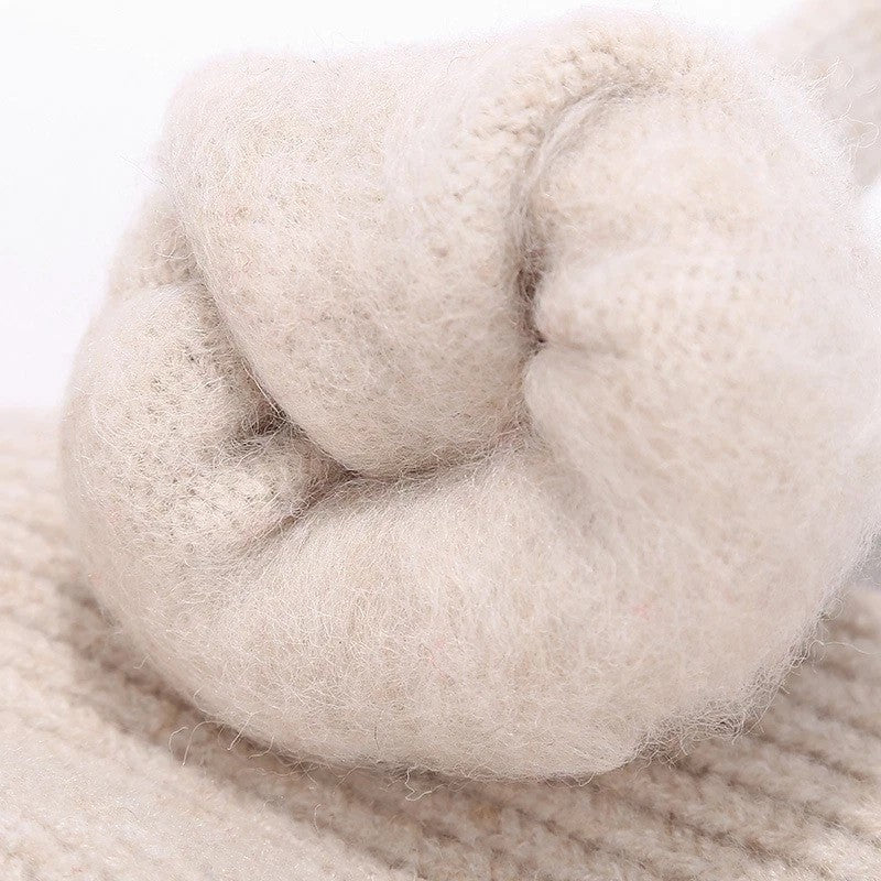 Womens Ladies Thick Knit Hat Scarf AND Touchscreen gloves Set Knitted Winter UK