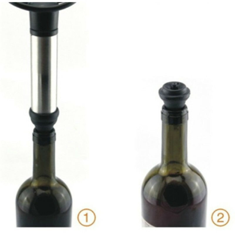 Vacu Vin Wine Saver Pump With 4 Stainless Steel Vacuum Bottle Stoppers