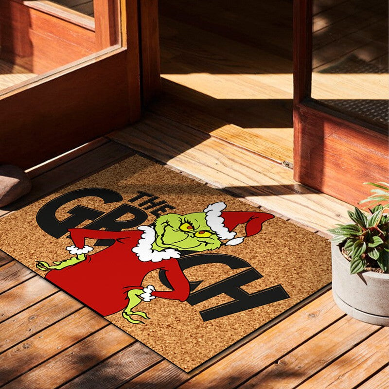 Grinch Christmas Festival Decoration Front Door Mat Carpet Xmas Indoor Outdoor