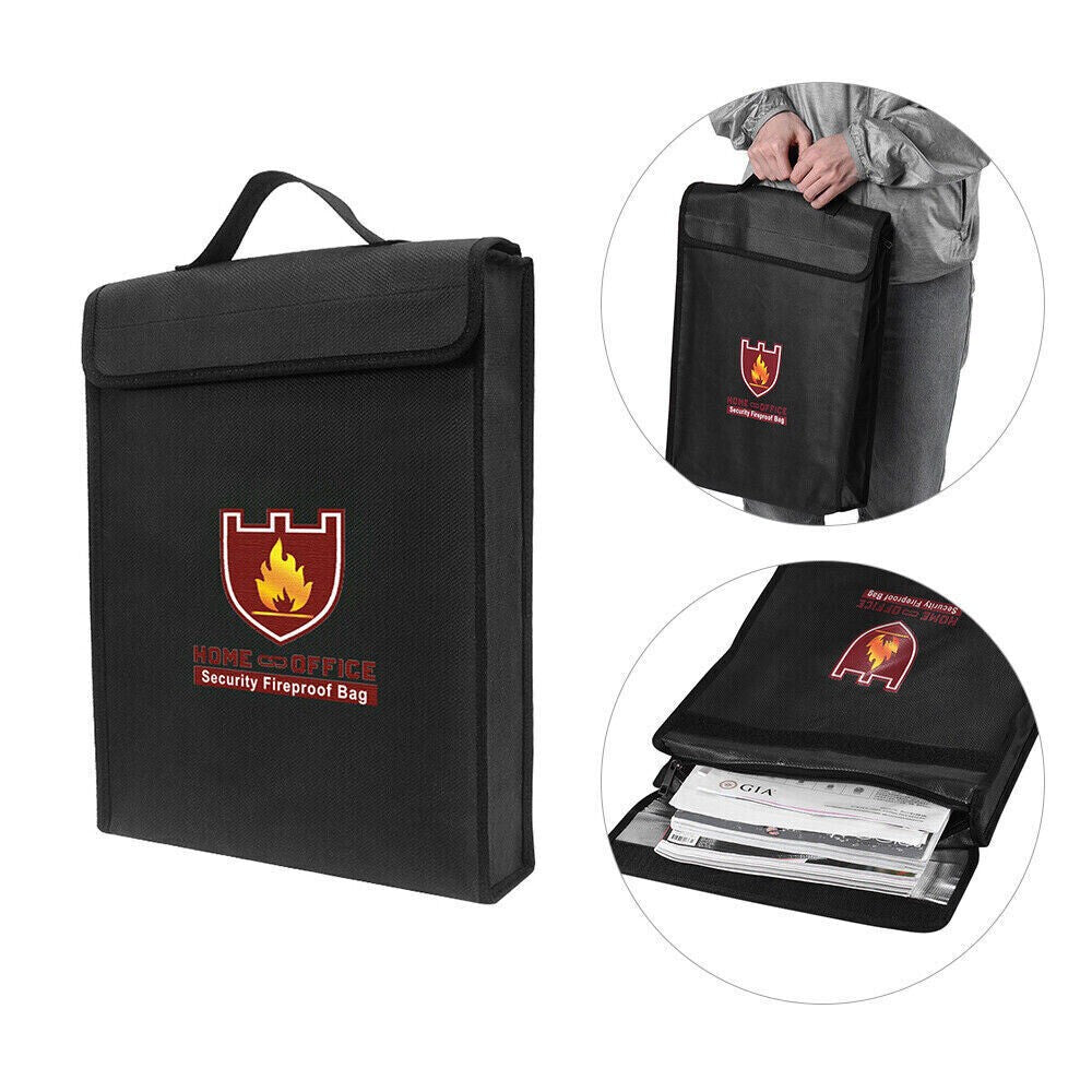 Fireproof Waterproof Document Bag Secret File Protect Pouch Money Safe Handbag