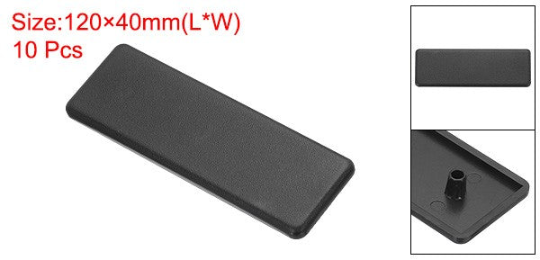 10Pcs Standard Plastic Rectangle Aluminum Extrusion End Cap Black 120x40mm