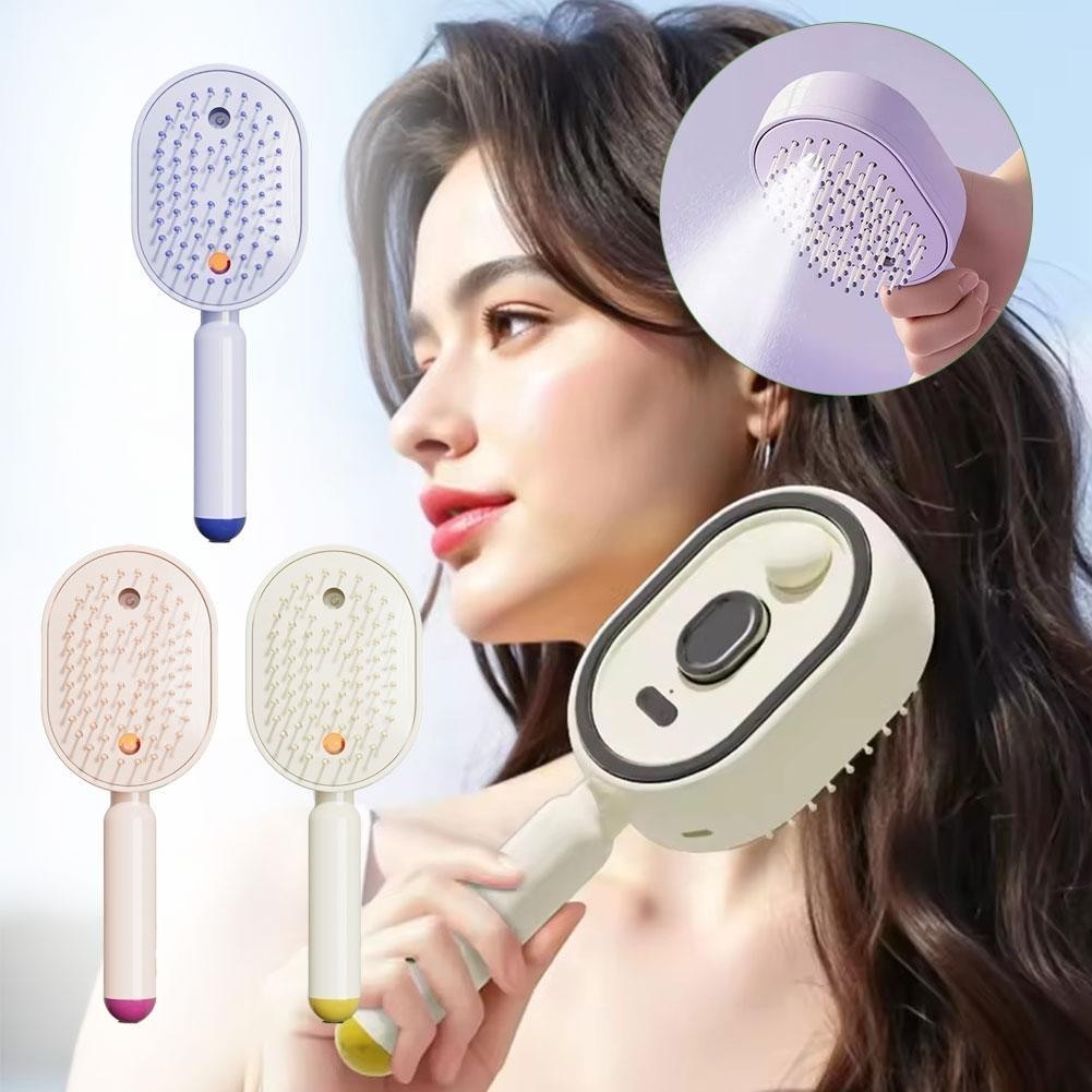 Electric Spray Air Cushion Massage Comb,Self-Cleaning Anti-Tangle Electric Brush