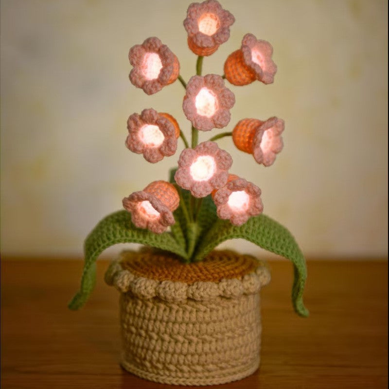 Lily of the Valley Lamp, Crochet Flowers LED Lantern Gift For Valentine's Day