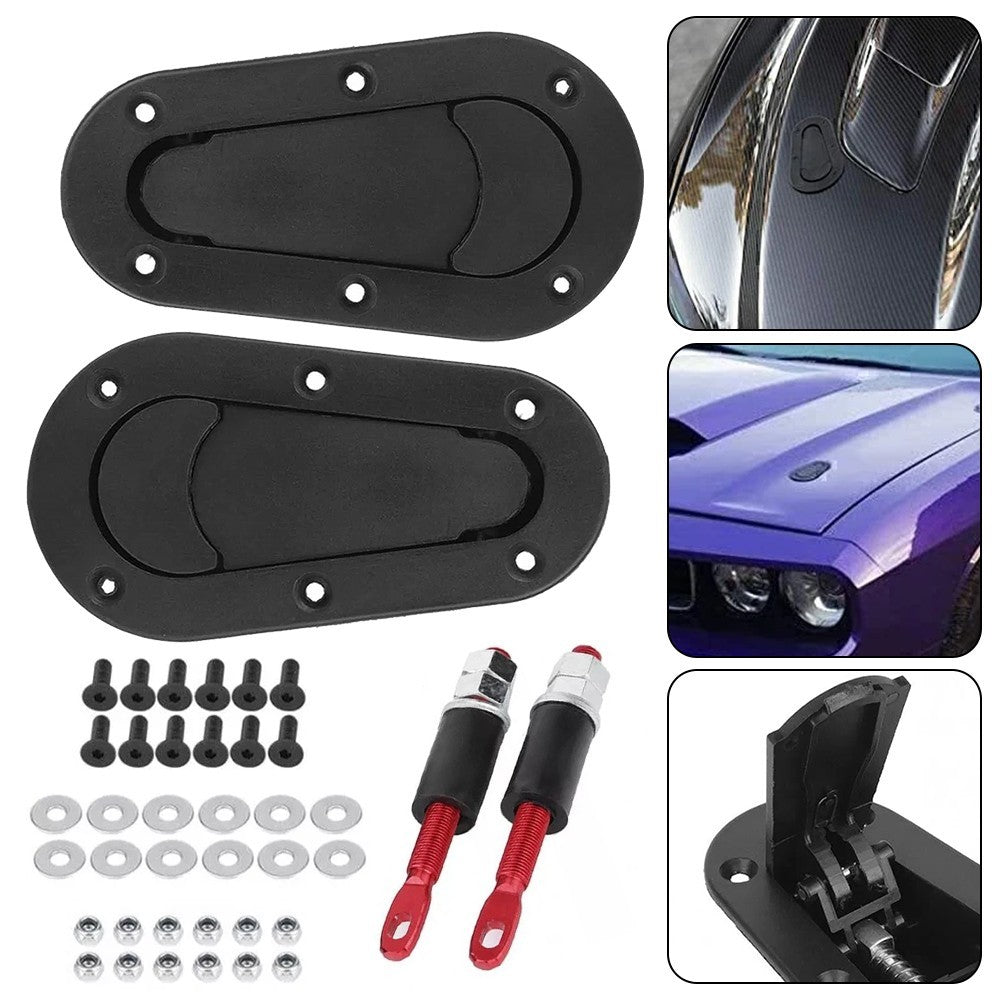 UK Motorsport Quick Release Bonnet Catches Plus Flush Locking Pin Kit Black Aero
