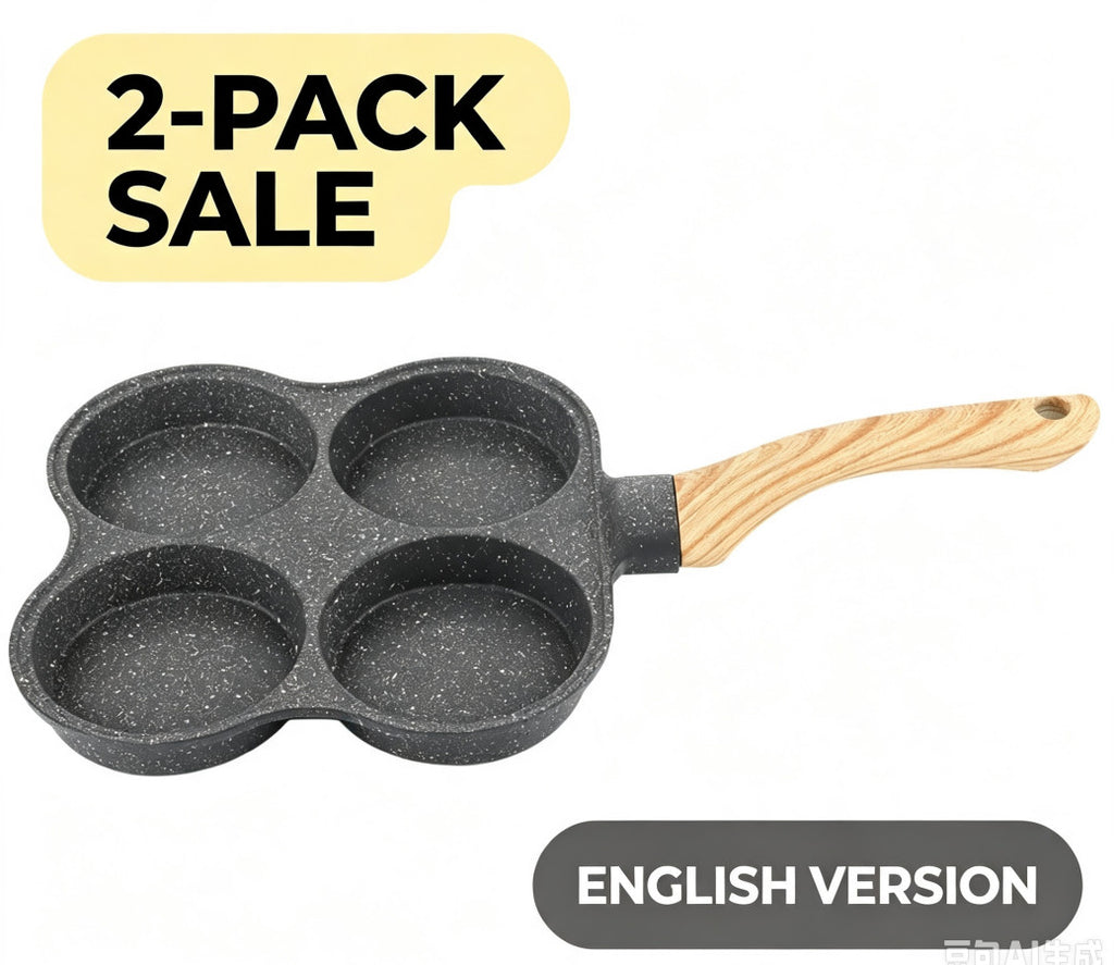 2PCS Non-Stick 4-Cup Egg Frying Pan Pancake Omelet Burger Breakfast Skillet