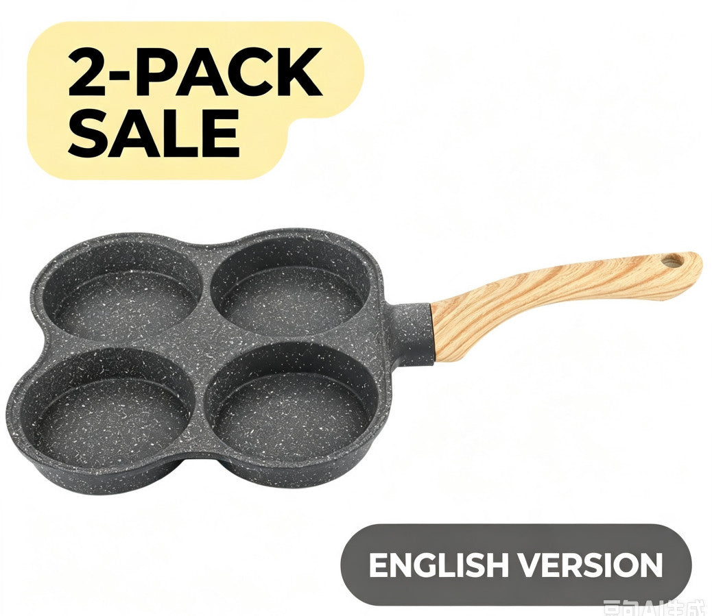 2PCS Non-Stick 4-Cup Egg Frying Pan Pancake Omelet Burger Breakfast Skillet