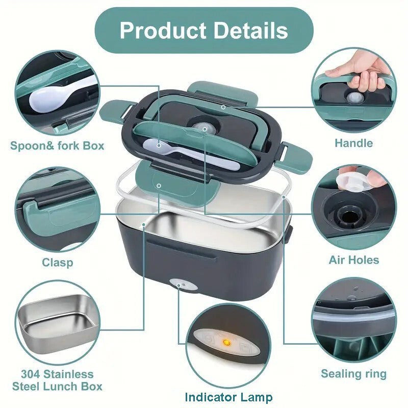 60W 1.5L Electric Lunch Box Food Heating Portable 24V / 12V Office Car UK Plug