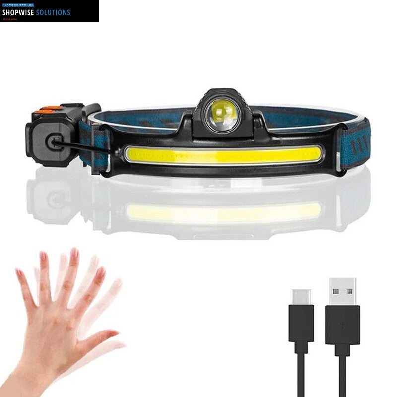 270 Degree Lumi USB Rechargeable Sensor Head Torch Wide Angle Headlamp Light