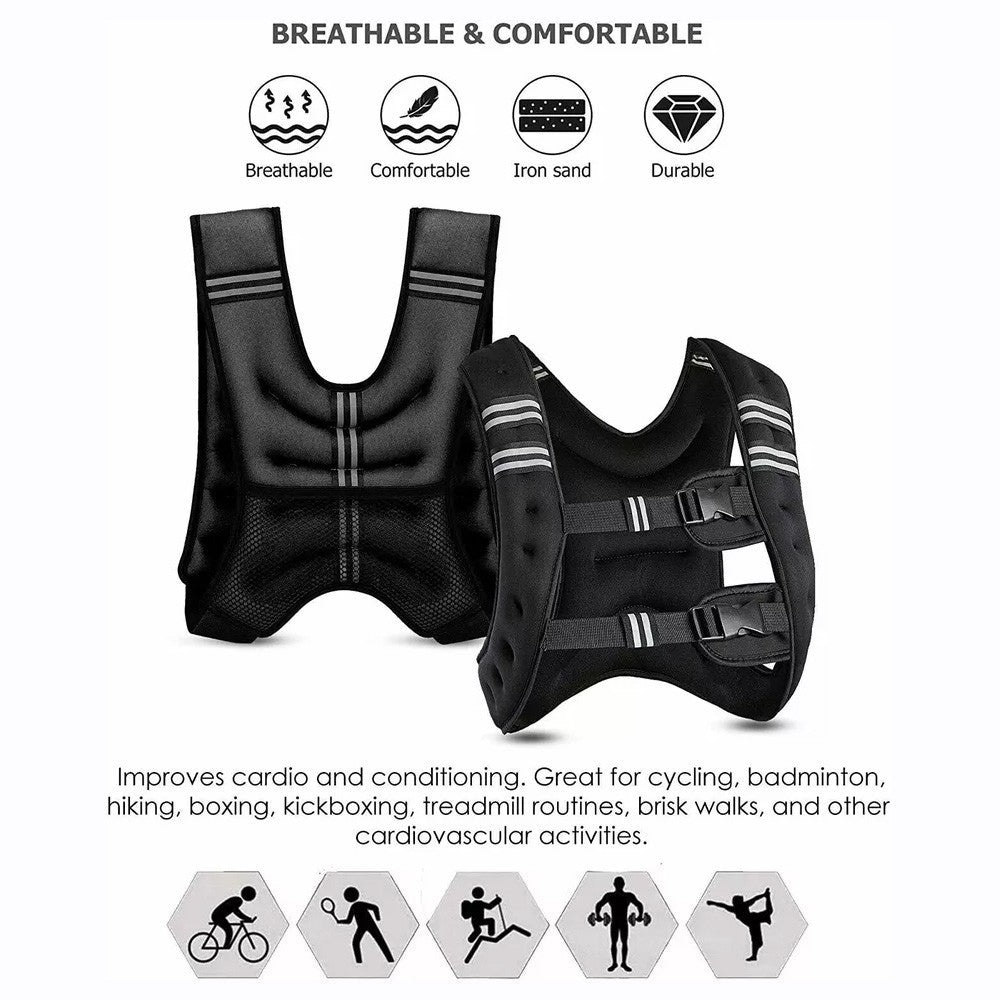 10KG Weighted Vest Gym Exercise Fitness Strength Sport Training Running Diet Los