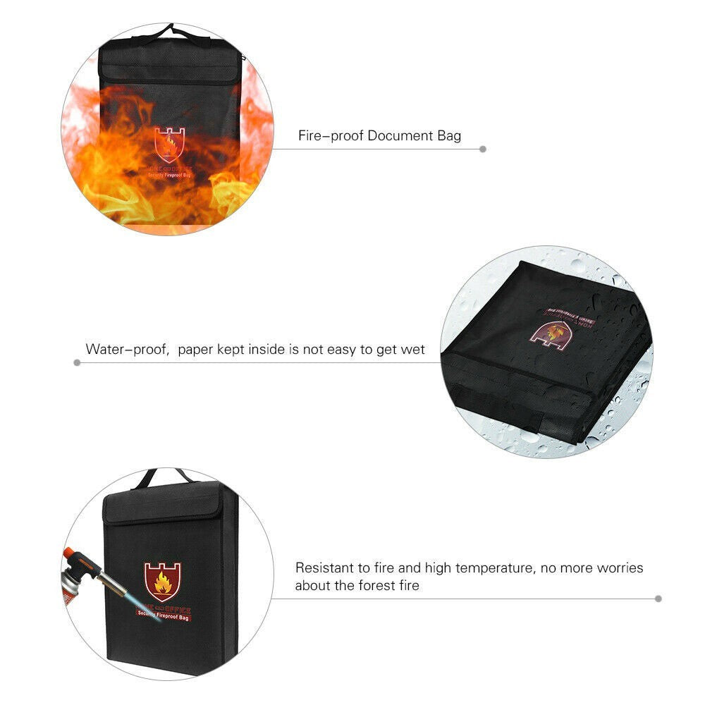 Fireproof Waterproof Document Bag Secret File Protect Pouch Money Safe Handbag