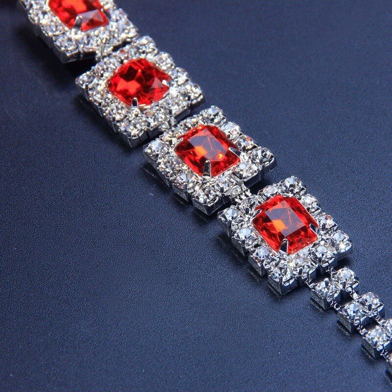 Women Chain Thong Sexy Panties Rhinestone Crystal Body Waist Jewelry Silver Red