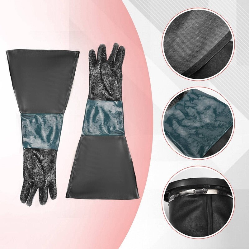 1Pair Heavy Duty Sandblasting Gloves 60cm For Sandblaster Sand Blast Cabinet
