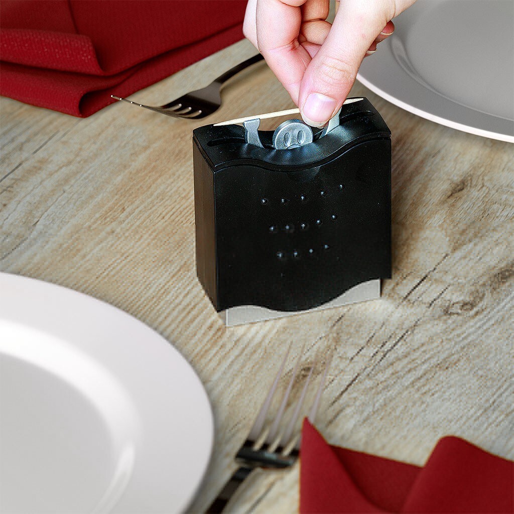 Toothpick Holder Portable Dispenser Black Plastic Metal Pick a Boo Box Container