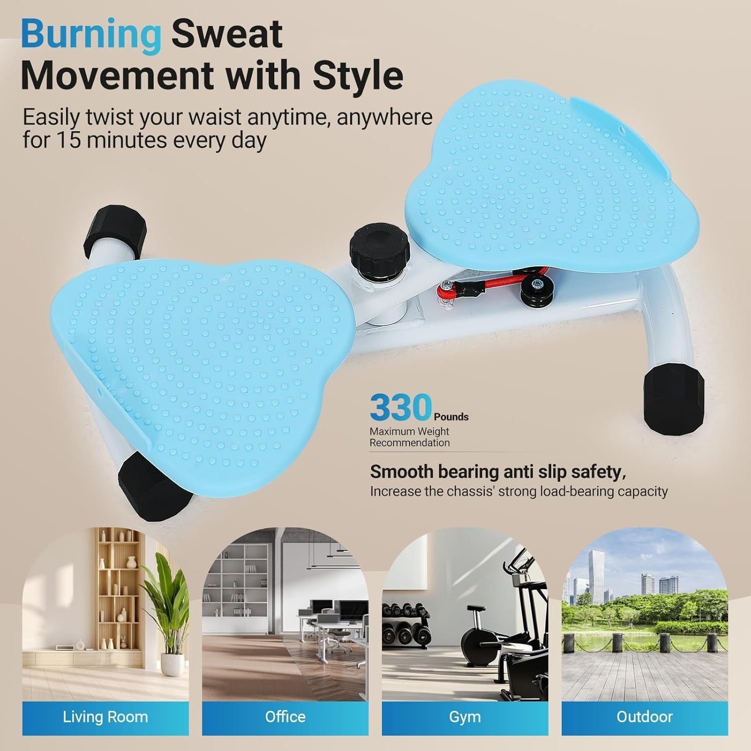 Adjustable Waist Twister Board Core Twist Exercise Machine w/ Resistance Bands