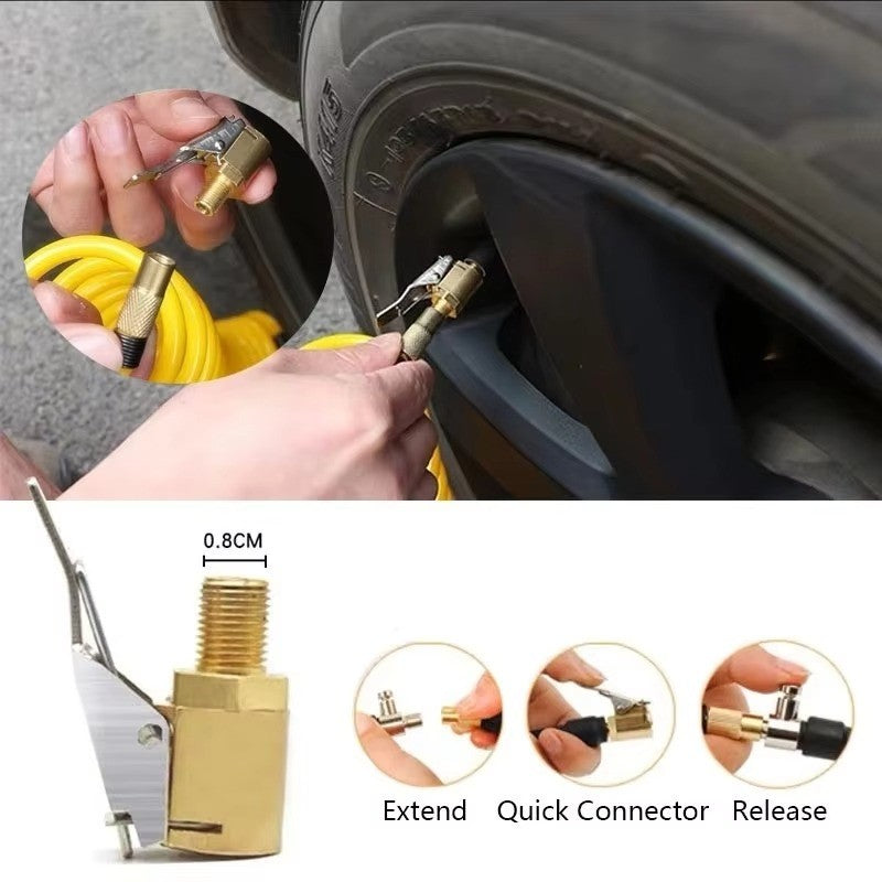 6X Tyre Valve Air Chuck Inflator Pump Connector Adapter Brass Clip on Car 8mm