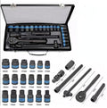 24Pcs Heavy-Duty 1/2" Drive Socket Wrench Set 8-32mm w/ Extension Bar Metal Case