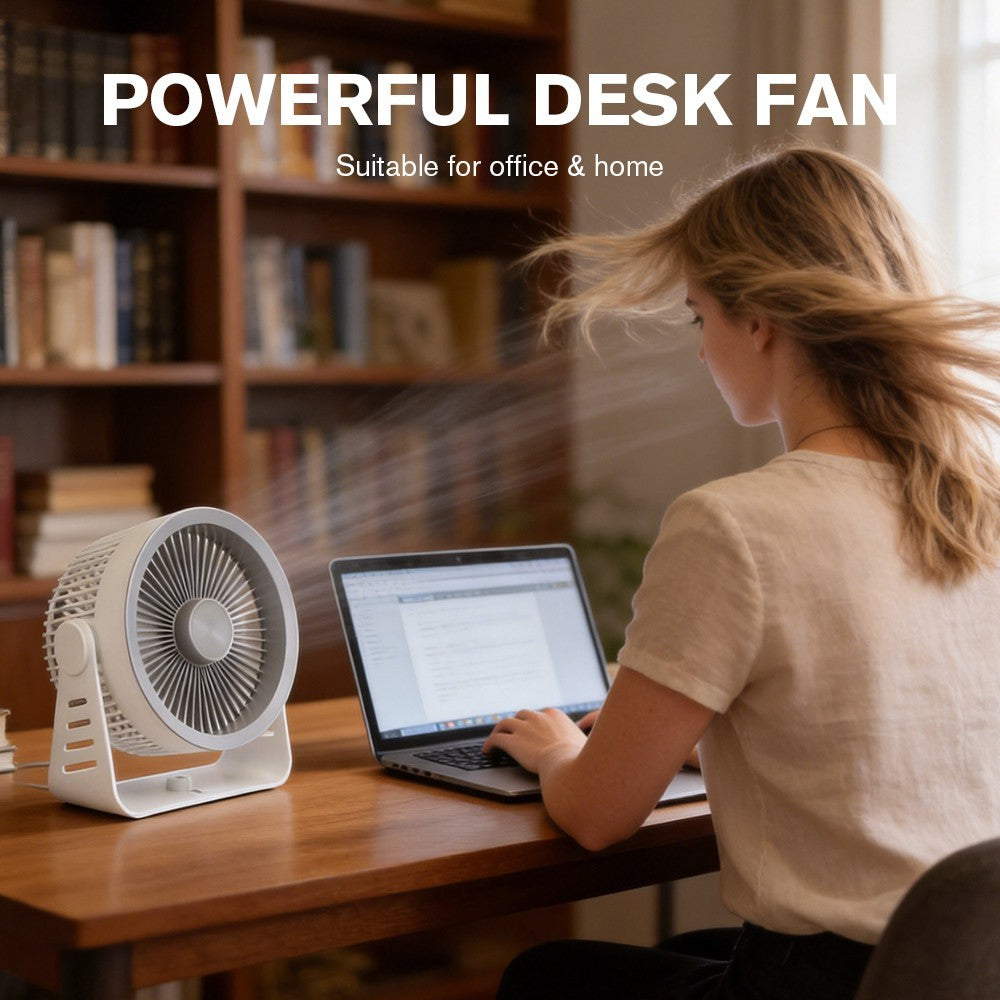 Rechargeable USB Desk Fan Portable Mini Cooling Fan 5 Speed Quiet Office.*