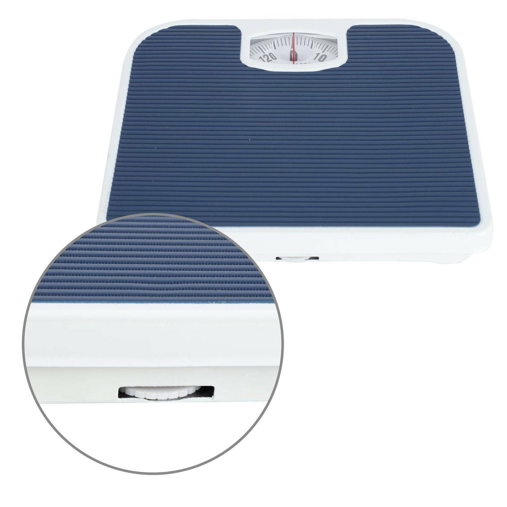 Mechanical Dial Bathroom Scales Weighing Scale Body Weight White Blue 130kg
