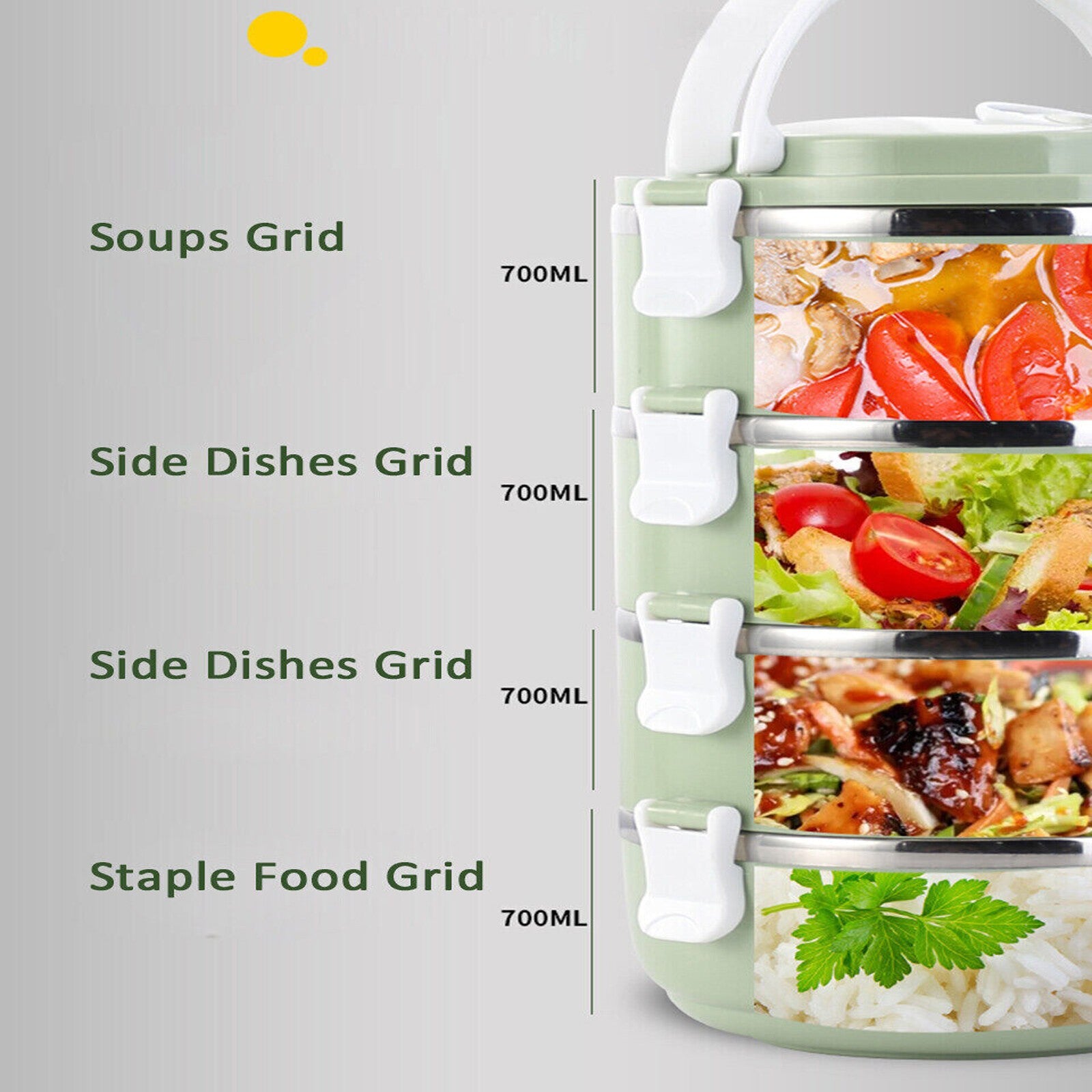 3 Tier Stainless Steel Insulated Lunch Box Thermos Bento Food Container BPA Free